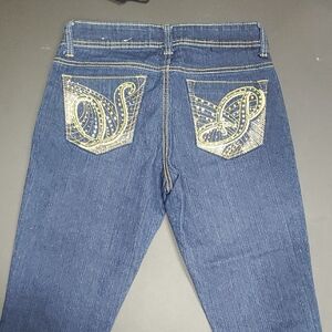Stylish Blue Jeans with Gold Detailing